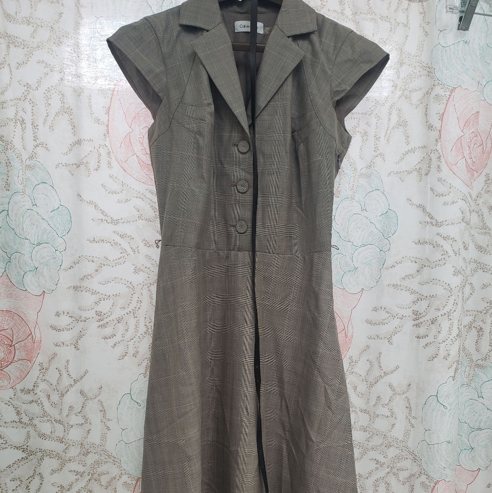 Calvin Klein side zip belted dress